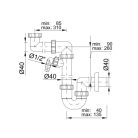 Styron 641 helytakarékos csőszifon egymedencés mosógépcsatlakozóval leeresztőszelep nélkül 6/4" D40