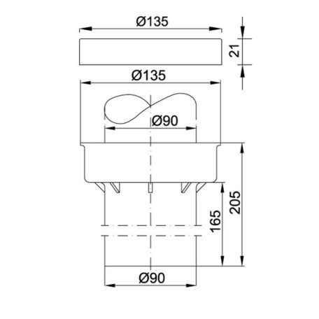 Styron 745-6 Falsík alatti tartályhoz wc bekötő egyenes D90 220mm