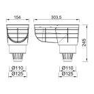 Styron KV-110 kültéri víznyelő 110mm alsó elfolyással