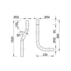   Styron wc öblítőcső 32mm felső elhelyezésű tartályokhoz