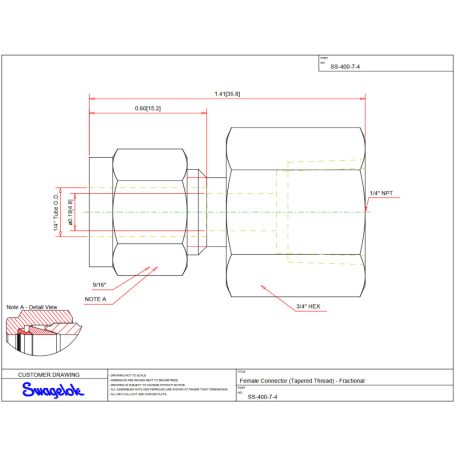 Swagelok STS csatlakozó  1/4" SW (Tube) x 1/4" BM (NPT) SS-400-7-4