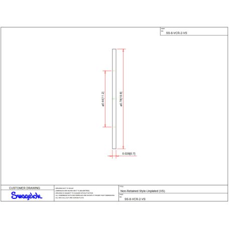 Swagelok STS "VCR" tömítés 1/2" SS316 10db/csomag SS-8-VCR-2-VS