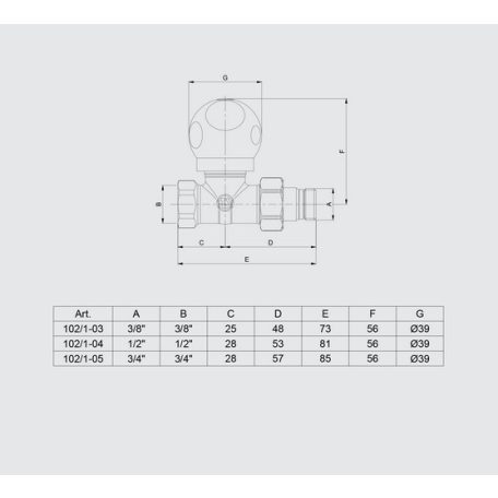 Tesa radiátorszelep egyenes 3/4"  BM